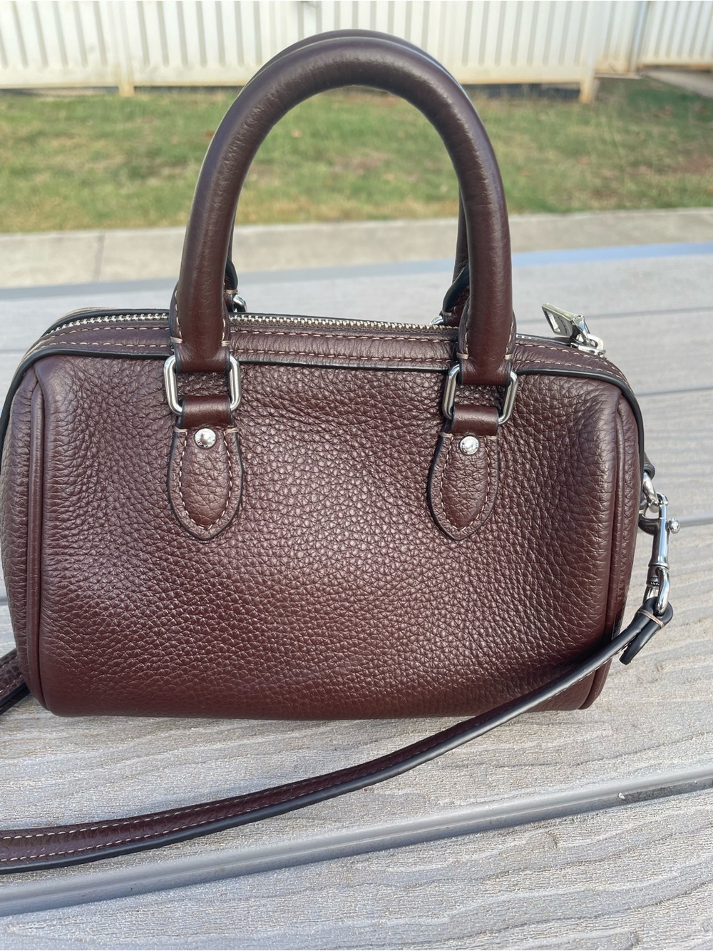 Coach Brown Pebbled Leather Mini Rowen with Silver Hardware - Picture 2 of 10
